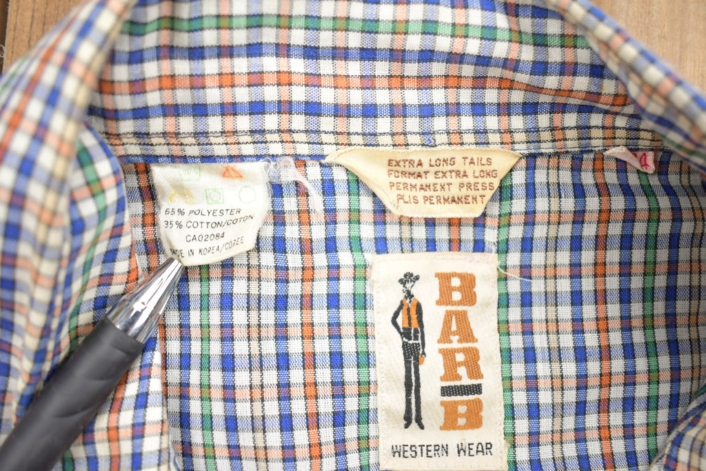 Vintage 1990s Barb B Check Pattern Western Button Up Shirt