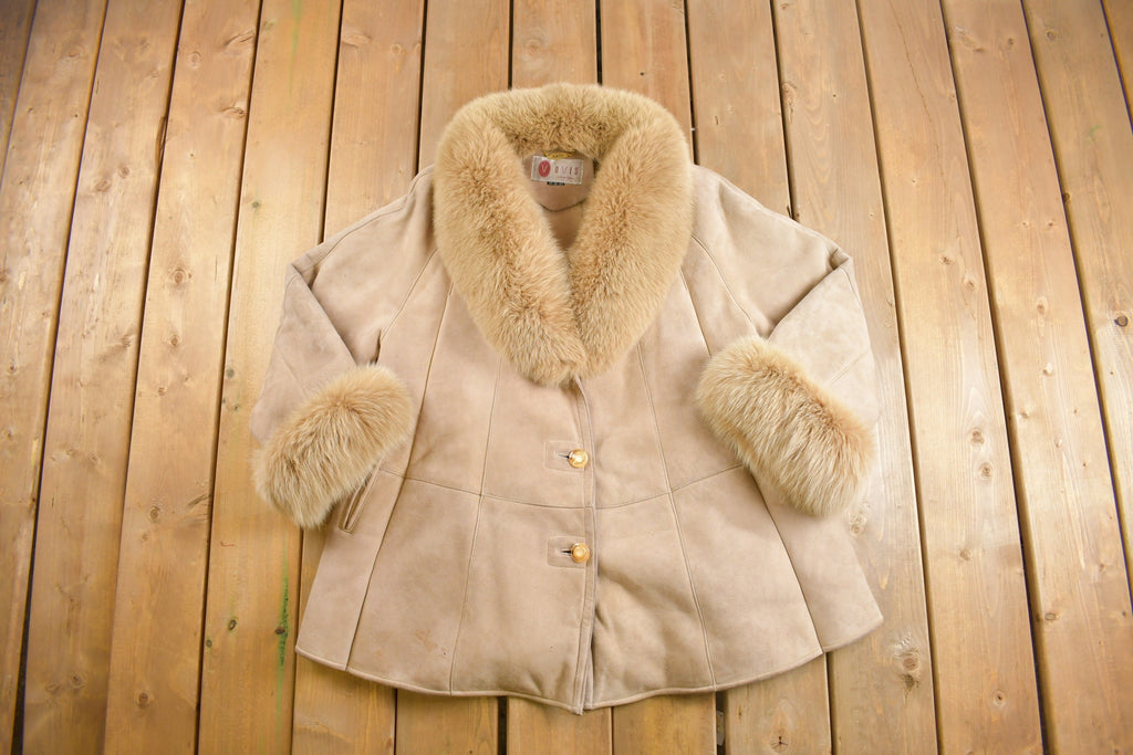 Vintage 1980s Ovis Shearling Suede Leather Coat