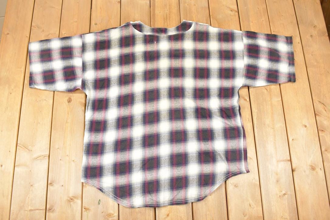 Vintage 1990s UNUF Plaid Button Up Souvenir T-Shirt Men's XL