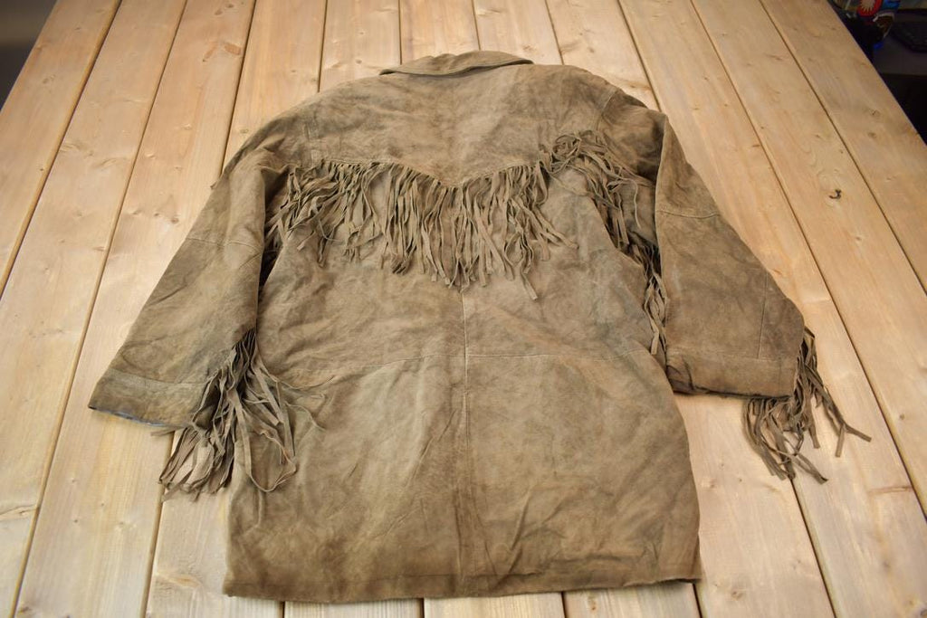 Vintage 1990s Siena Brown Suede Fringe Jacket