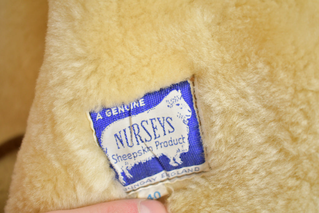 Vintage 1980s Nurseys Sheepskin Shearling Leather Jacket