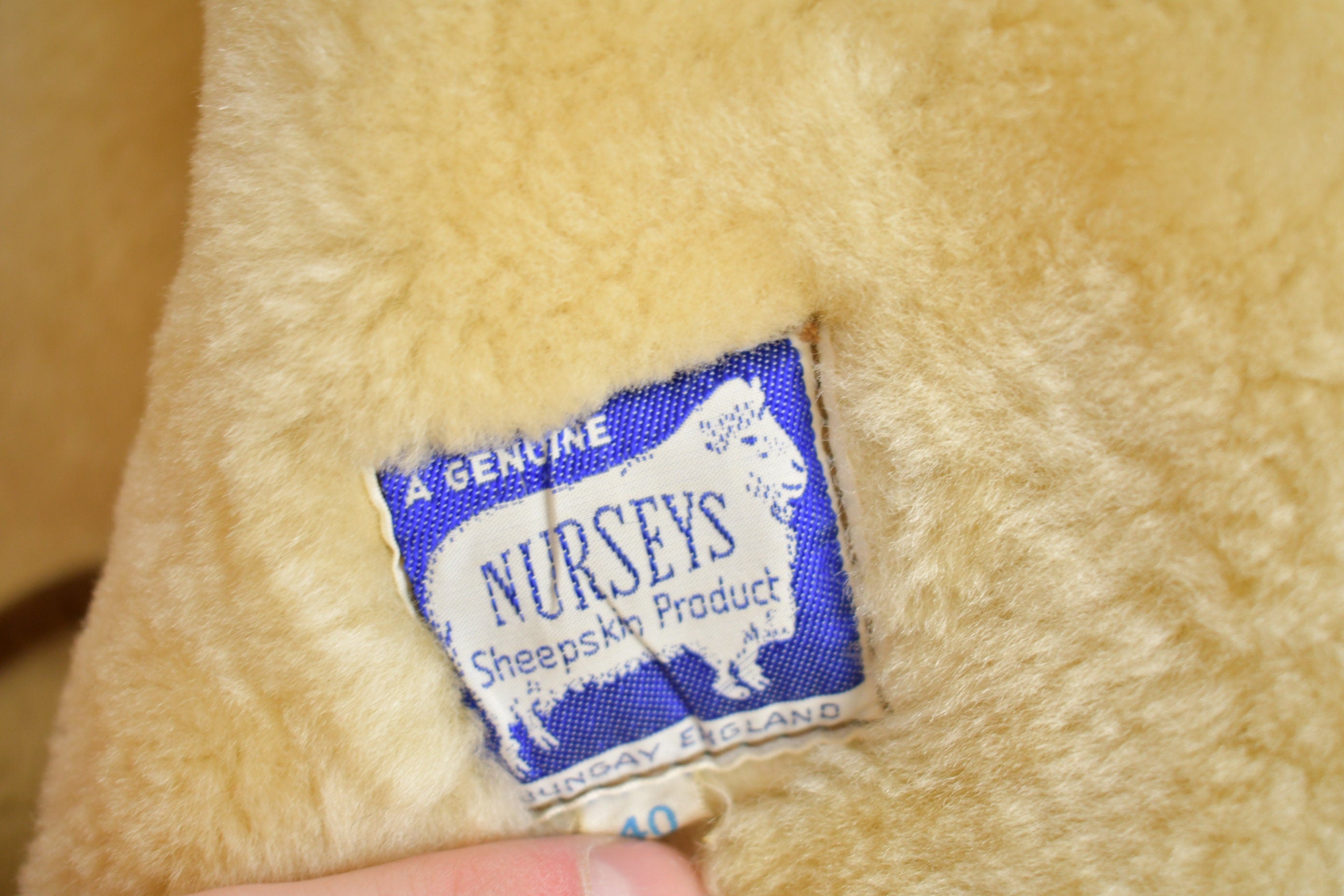 Vintage 1980s Nurseys Sheepskin Shearling Leather Jacket