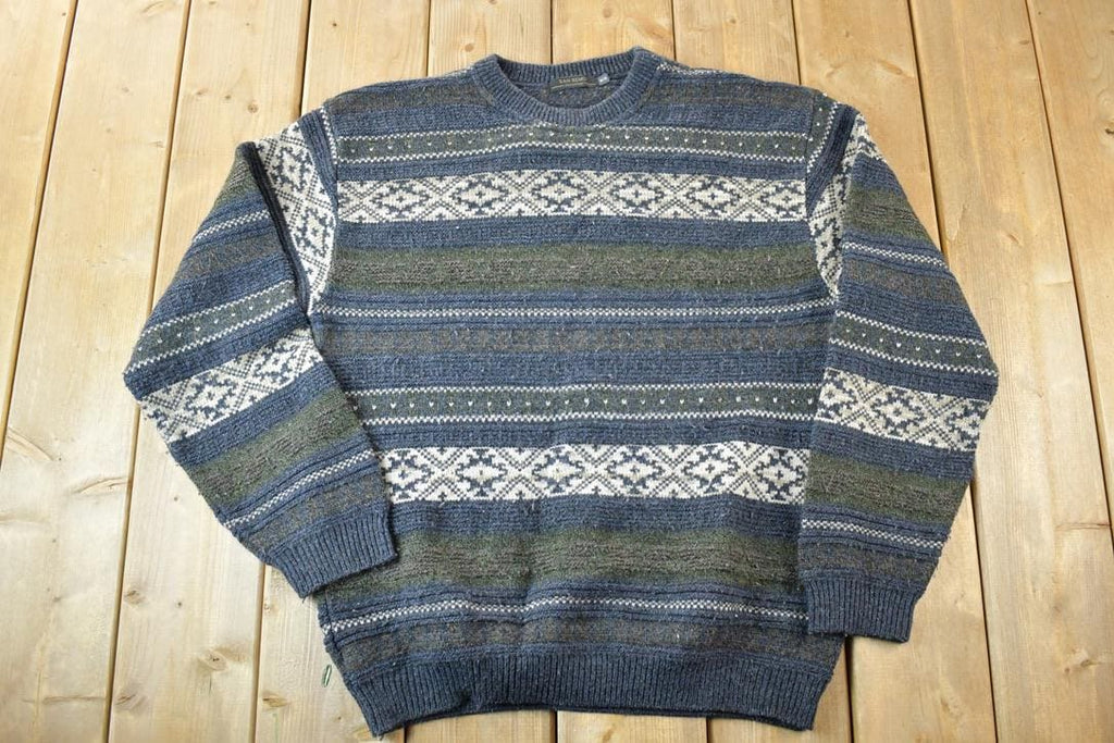 Vintage 1990s San Remo Knit Abstract Pattern Crewneck Sweater