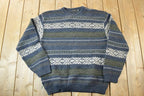 Vintage 1990s San Remo Knit Abstract Pattern Crewneck Sweater
