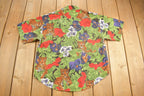 Vintage 1990s Souvenir Floral Print Leopard Button Up