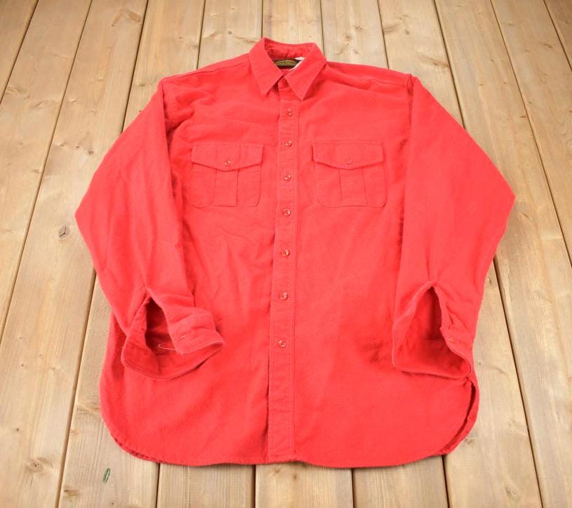 Vintage 1990s Eddie Bauer Red Button Up Flannel Shirt