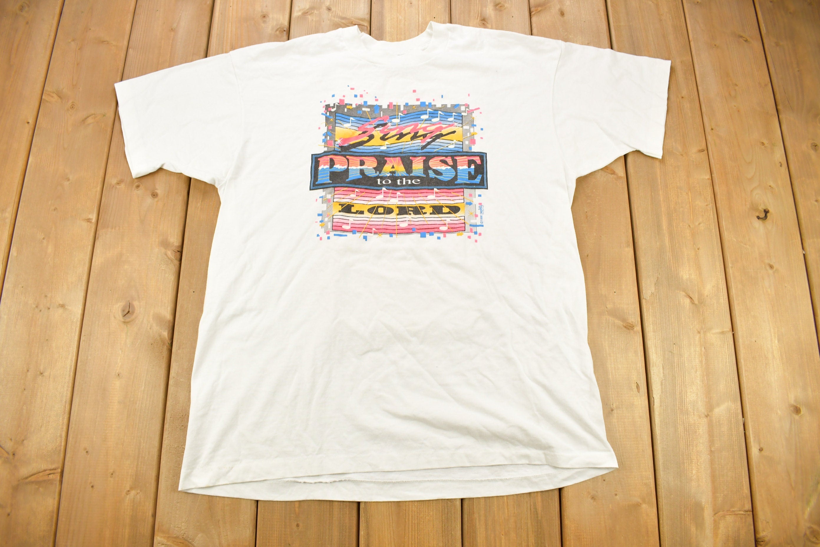 Vintage 1990 " Sing Praise To The Lord" Graphic T Shirt