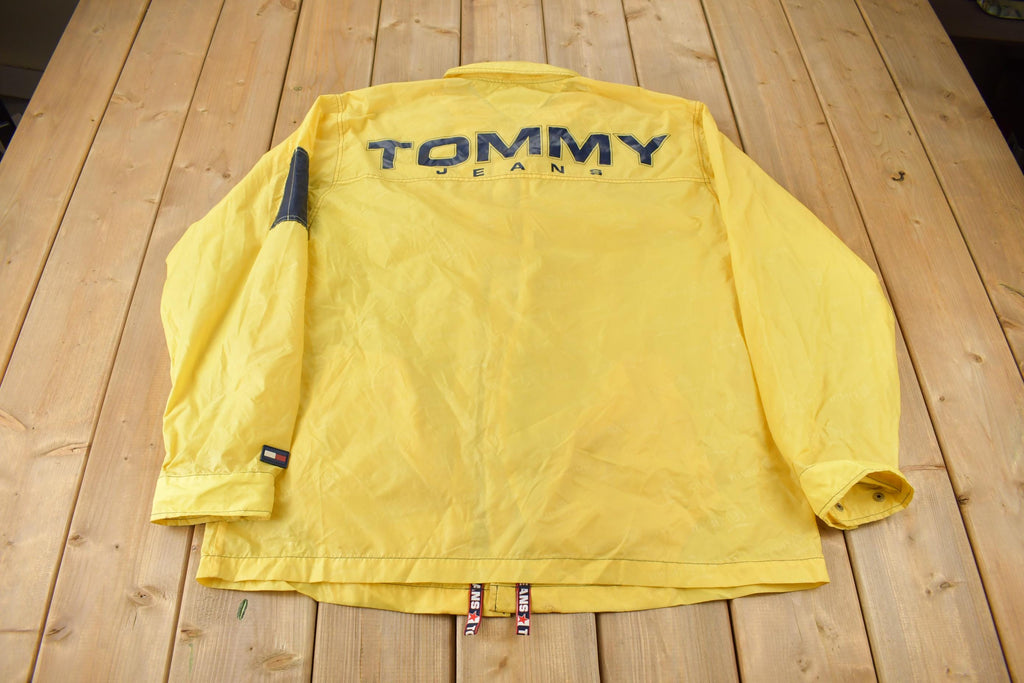 Vintage 1990s Tommy Jeans Yellow Snap Button Windbreaker Jacket