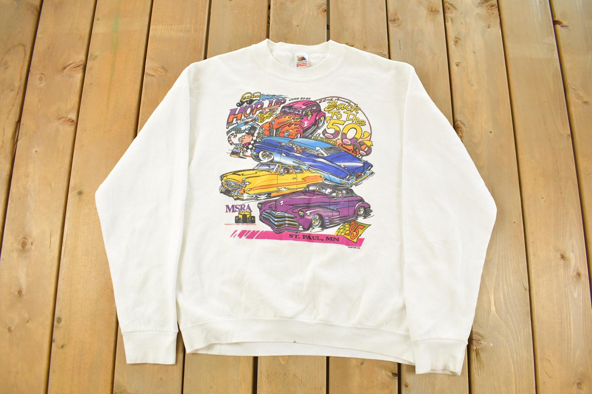 Vintage 1990s Back to the 50s Classic Cars Crewneck Sweatshirt Men's XL / 90s Crewneck / Made In USA / Streetwear / Muscle Cars
