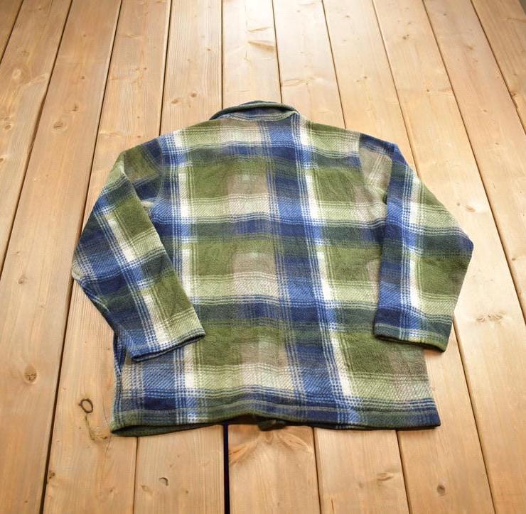 Vintage 1980s Tradition Country Collection Thermal Plaid Button Up Flannel Shirt
