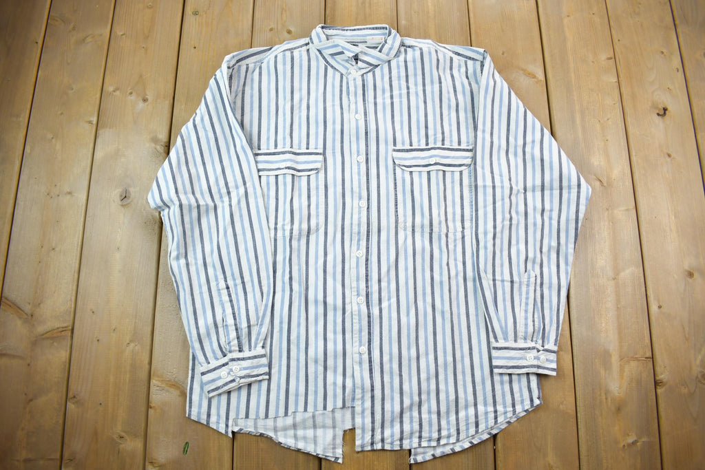 Vintage 1990s Blue Button Up Shirt /