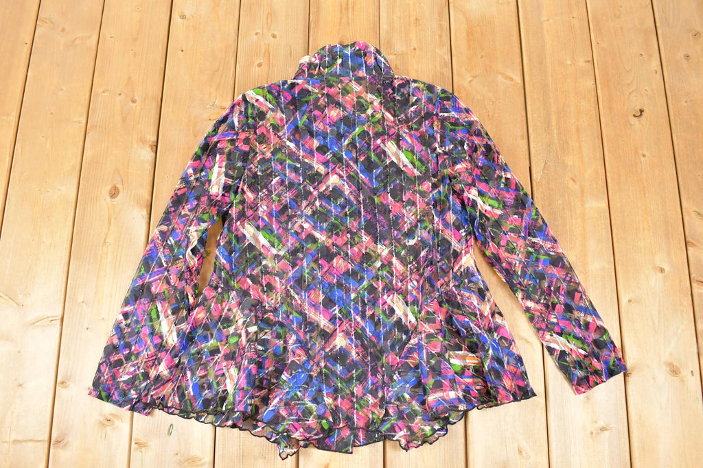 Vintage 1990s Floral Button Up Wire collar Blouse Shirt Womens S
