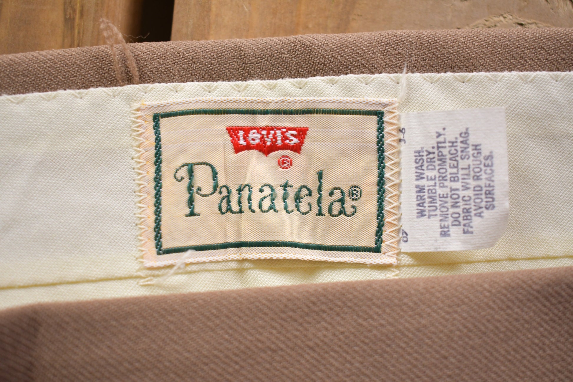 Vintage 1970s Brown Levis Panatela Trousers Pants Size 36 x 30.5