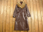 Vintage 1970s Cosa Nova Pennylane Fashions Fur Collar Leather Full Length Coat