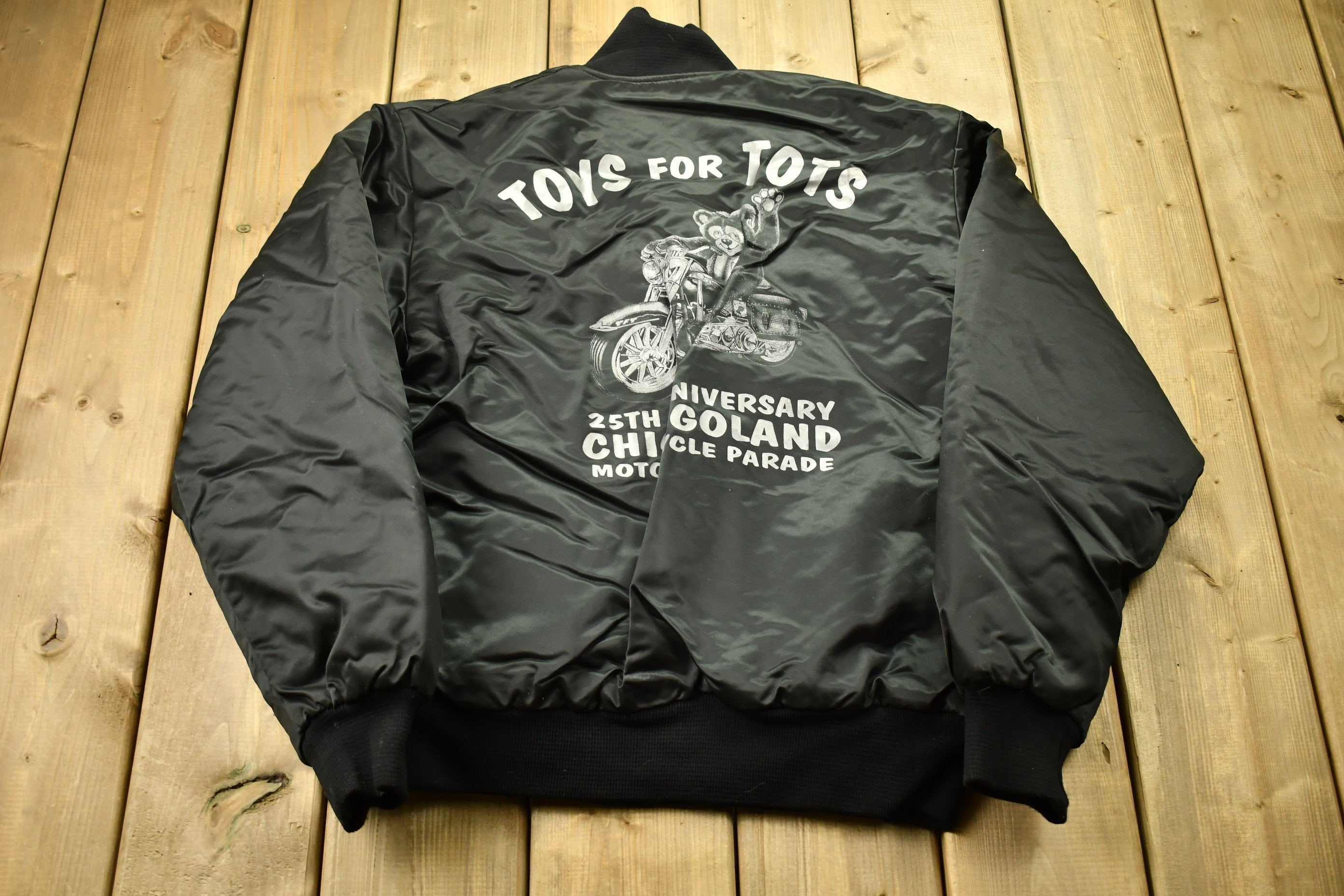 Vintage 1990s Toys For Tots Birdie Satin Bomber Jacket  Athleisure  Streetwear  Athletic Sportswear  Made In USA  90s Bomber
