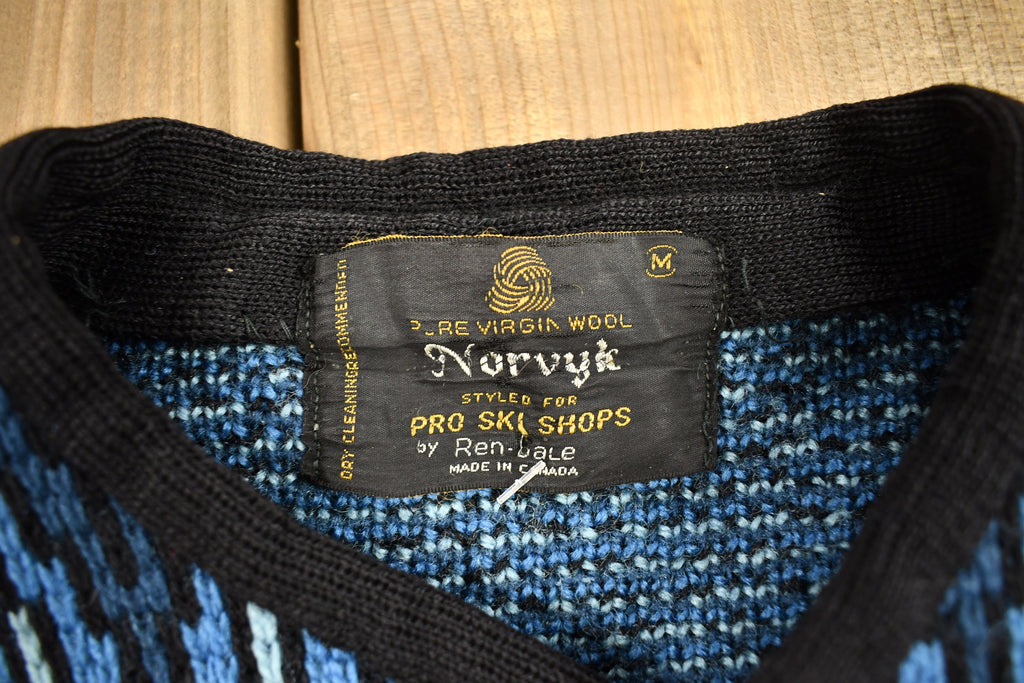 Vintage 1980s Norvyk Pure Wool Cardigan Sweater Diamond Pattern