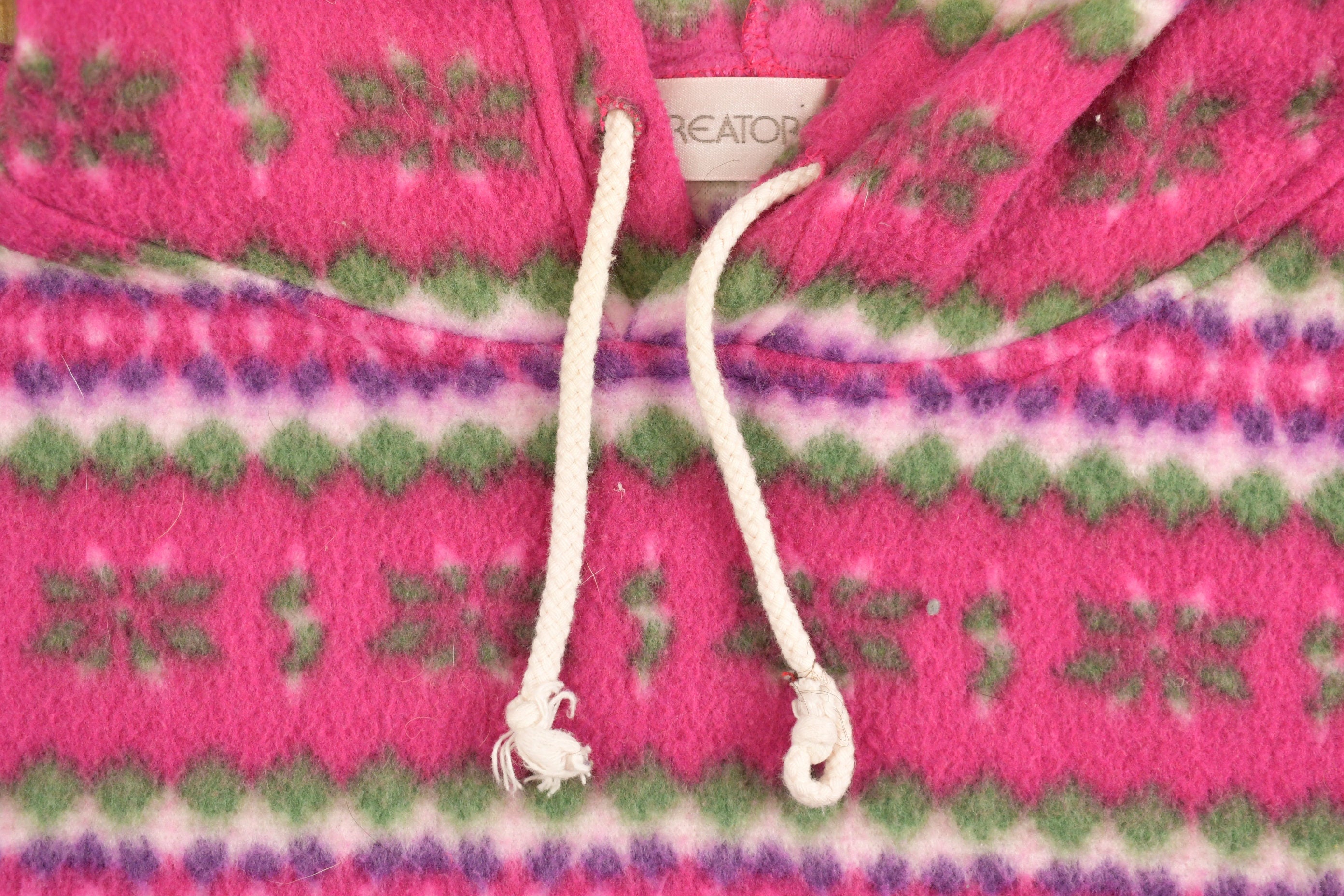 Vintage 1990s Striped Pattern Fleece Hoodie