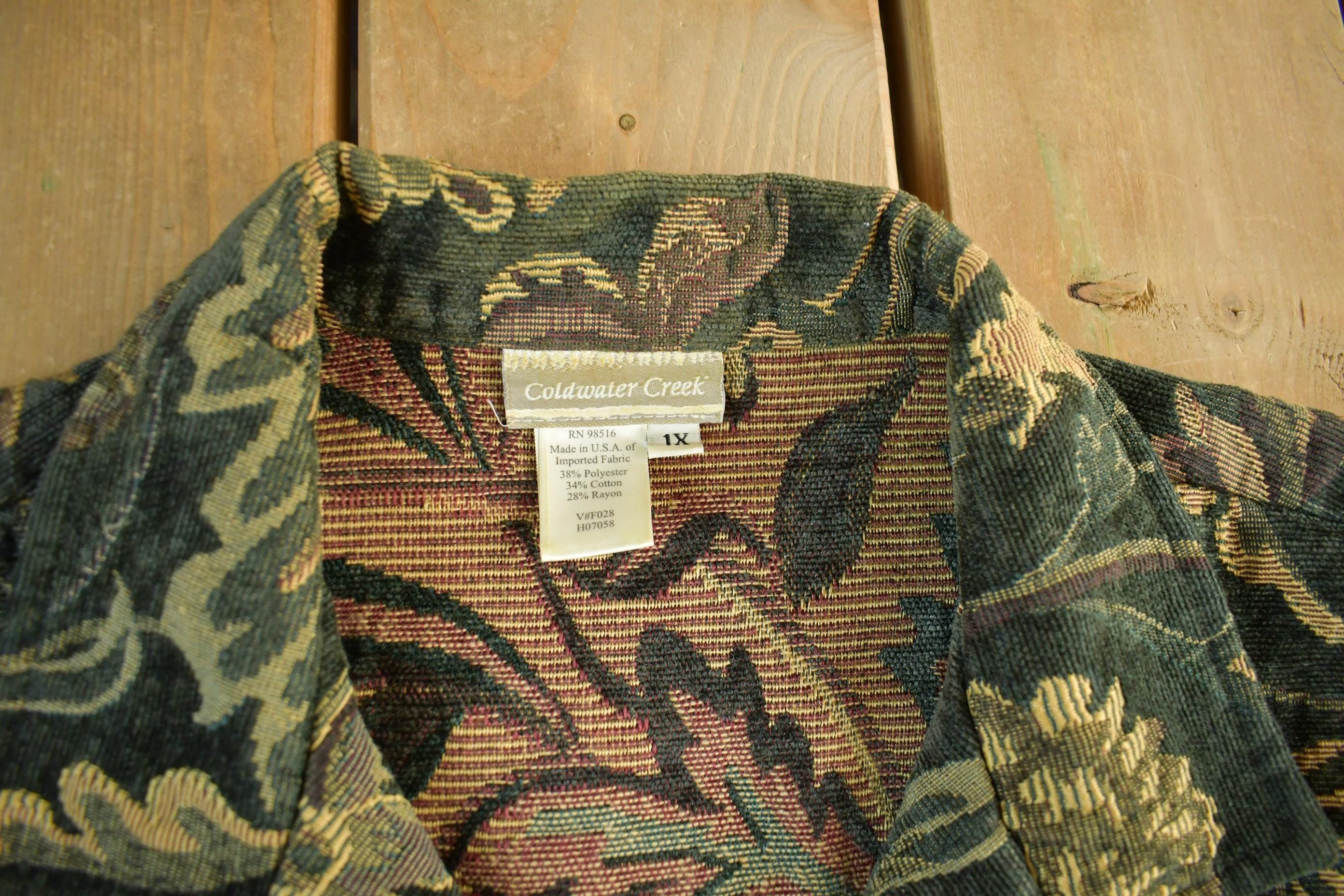 Vintage 1990s Coldwater Creek All Over Print Floral Tapestry Blazer Jacket Women's 1X