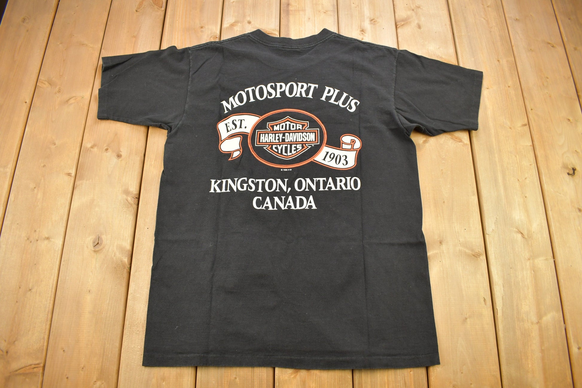Vintage 1995 Motorsport Plus Harley Davidson Motorcycles Brute Force Kingston Ontario T-Shirt