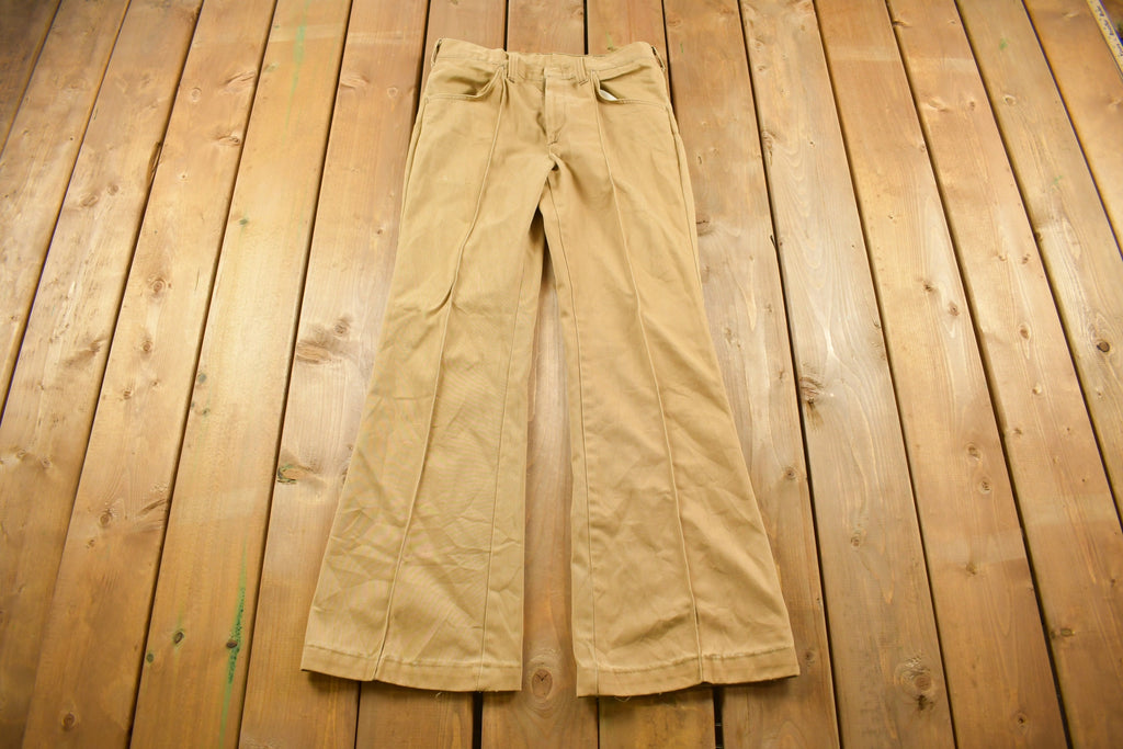 Vintage 1980s Beige Flared Trousers Size 31 x 30
