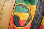 Vintage 1990s Michael Hoban Whermi Africa Themed Leather Jacket