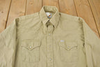 Vintage 1980s Carhartt Beige Snap Button Up Shirt