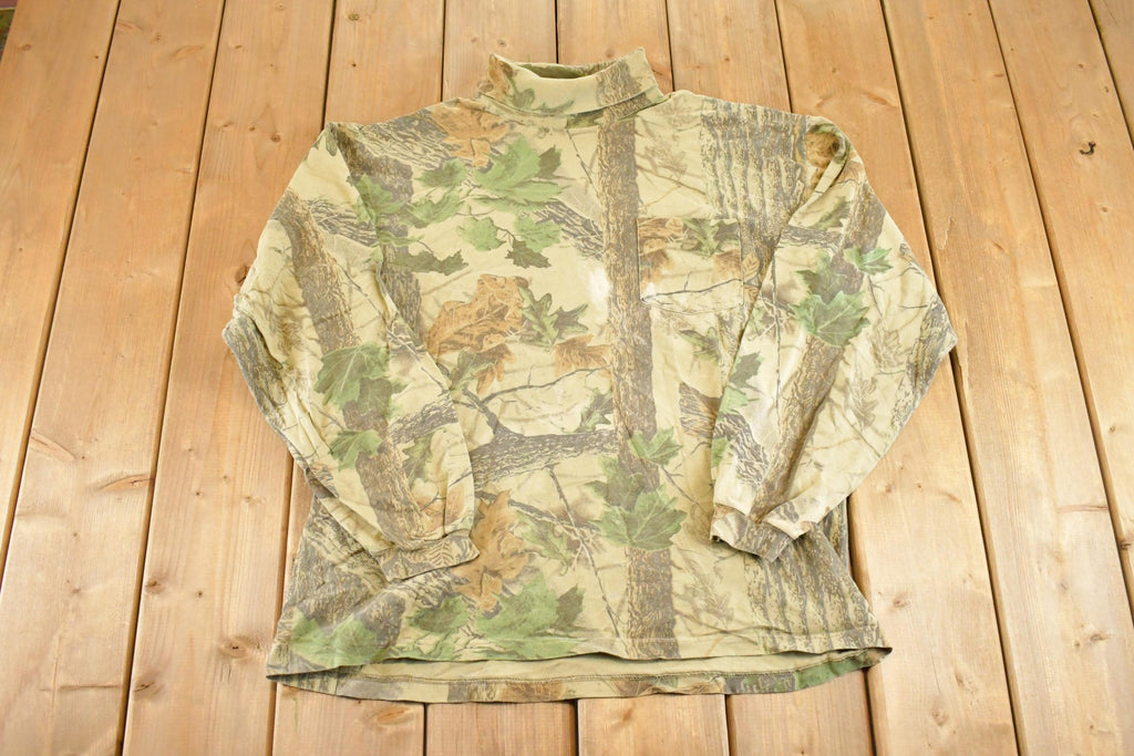 Vintage 1980s Jerzees Outdoors Realtree Camo Turtleneck Shirt Men's L