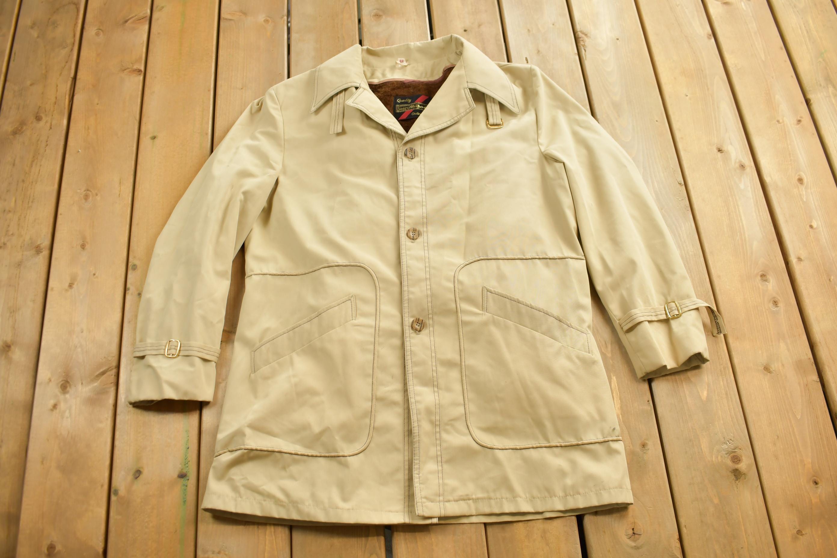 Vintage 1980s Sears Sherpa & Blanket Lined Beige Corduroy Jacket