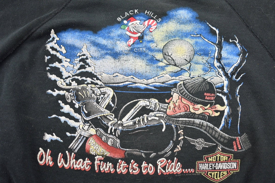 Vintage 1992 Harley Davidson Black Hills Oh What Fun It Is to Ride Crewneck Sweater