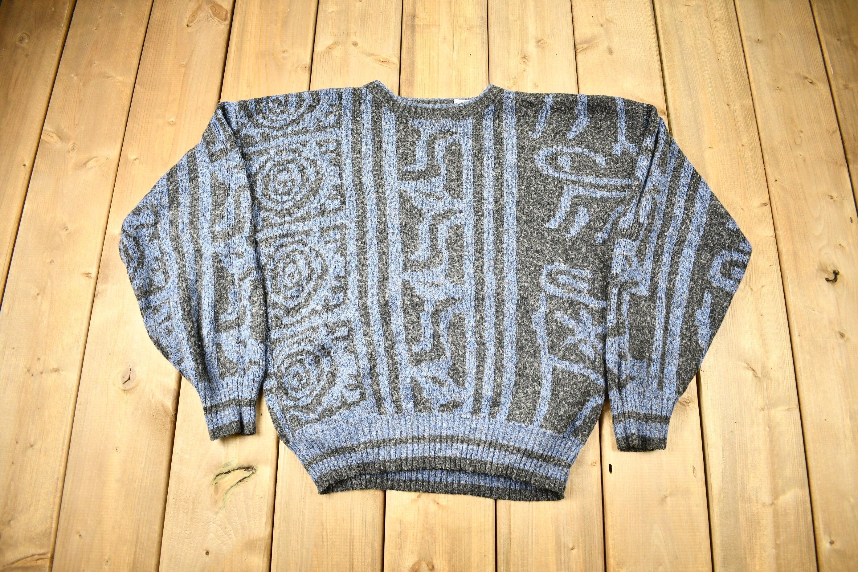 Vintage 1990s Brittany Bay Abstract Knitted Crewneck Sweater