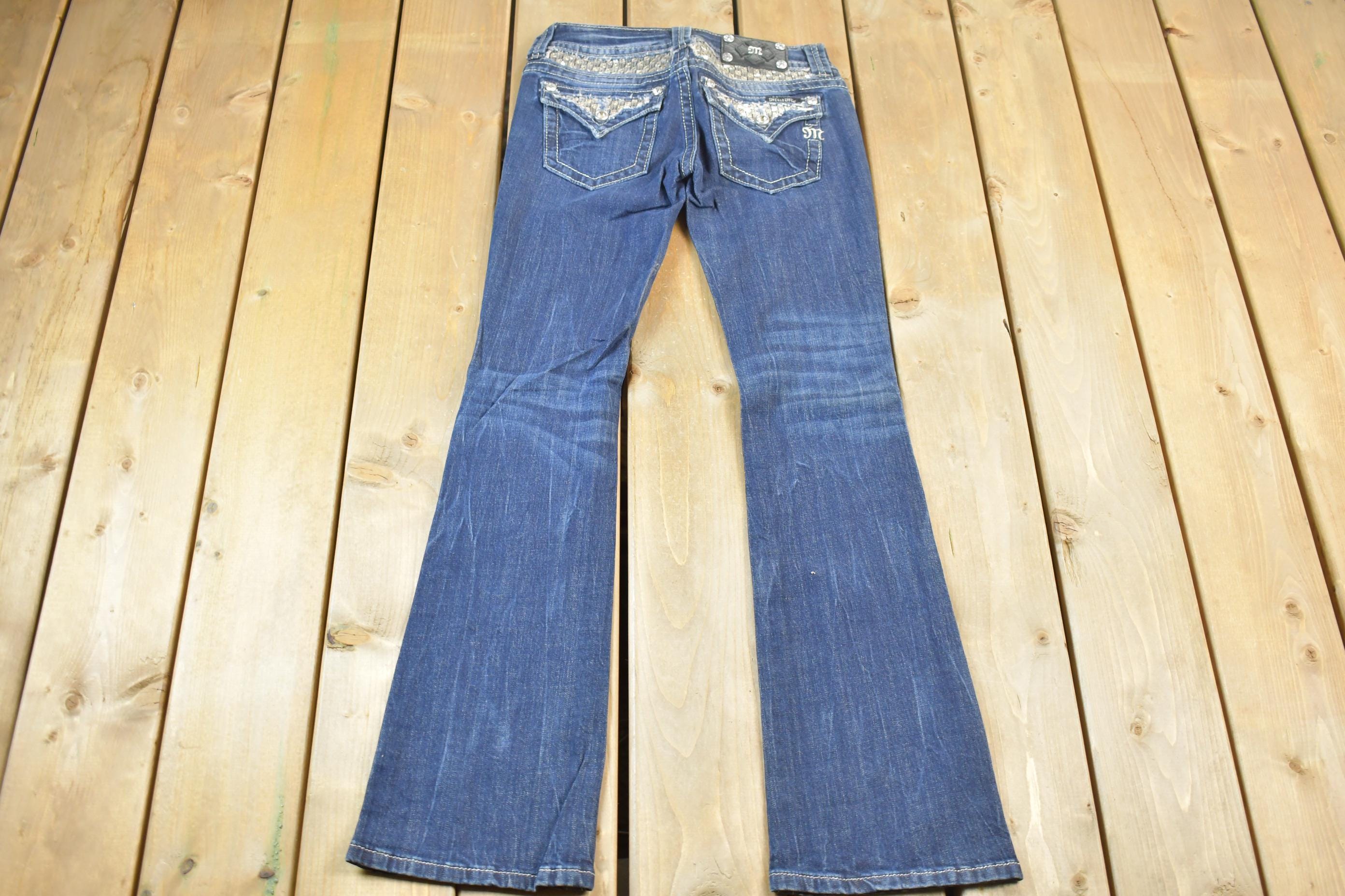 Vintage Y2K Miss Me Bedazzled Low Rise Jeans Size 26x32