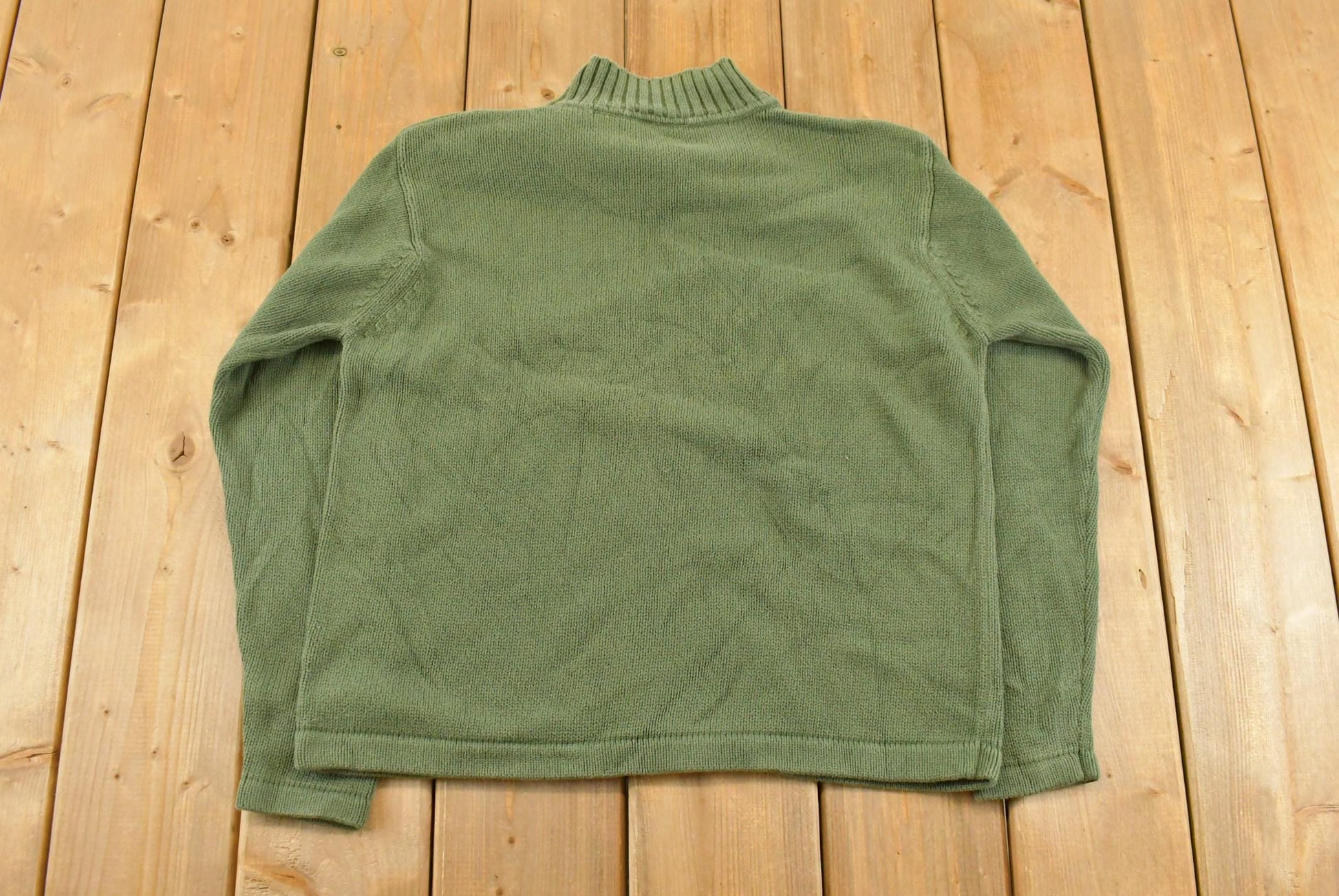 Vintage 1990s Eddie Bauer Mock Neck Knit Sweater Women's Medium / Made in UK / Funky 90s Pullover / Chunky Sweatshirt / Expedition Gear