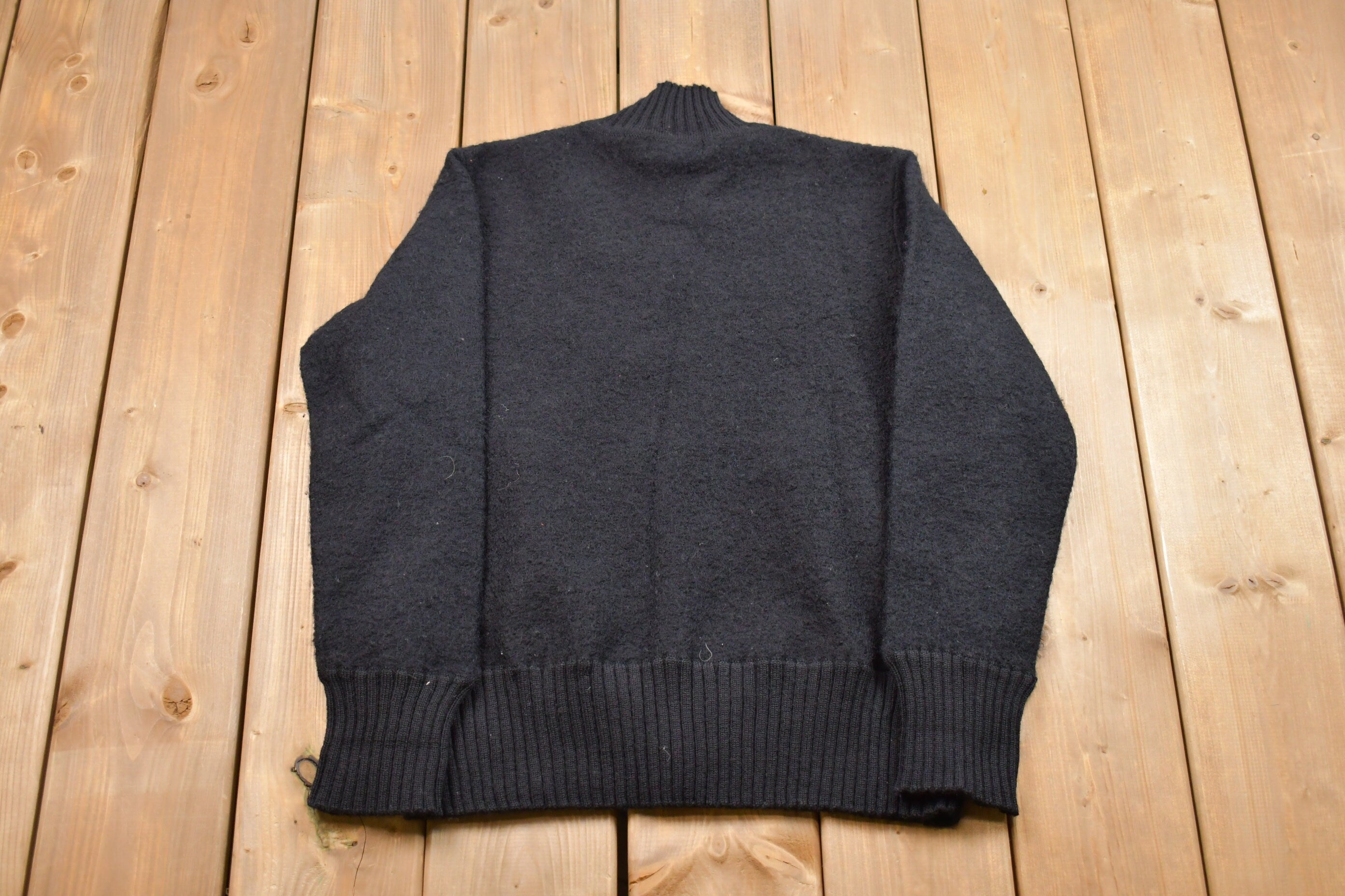 Vintage Van Heusen 100% Wool Knitted Sweater Jacket
