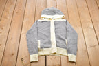 Vintage 1990s Knitted Button Up Hoodie / Vintage 90s Knit Hoodie / 100% Virgin Acrylic / Knit Sweater / Sweatshirt / Abstract Pattern