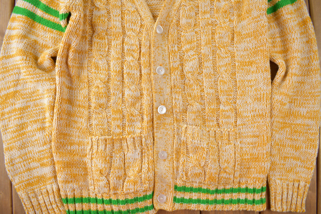 Vintage 1960s Sun Valley Collegiate Style Knit Cardigan Sweater Size Small