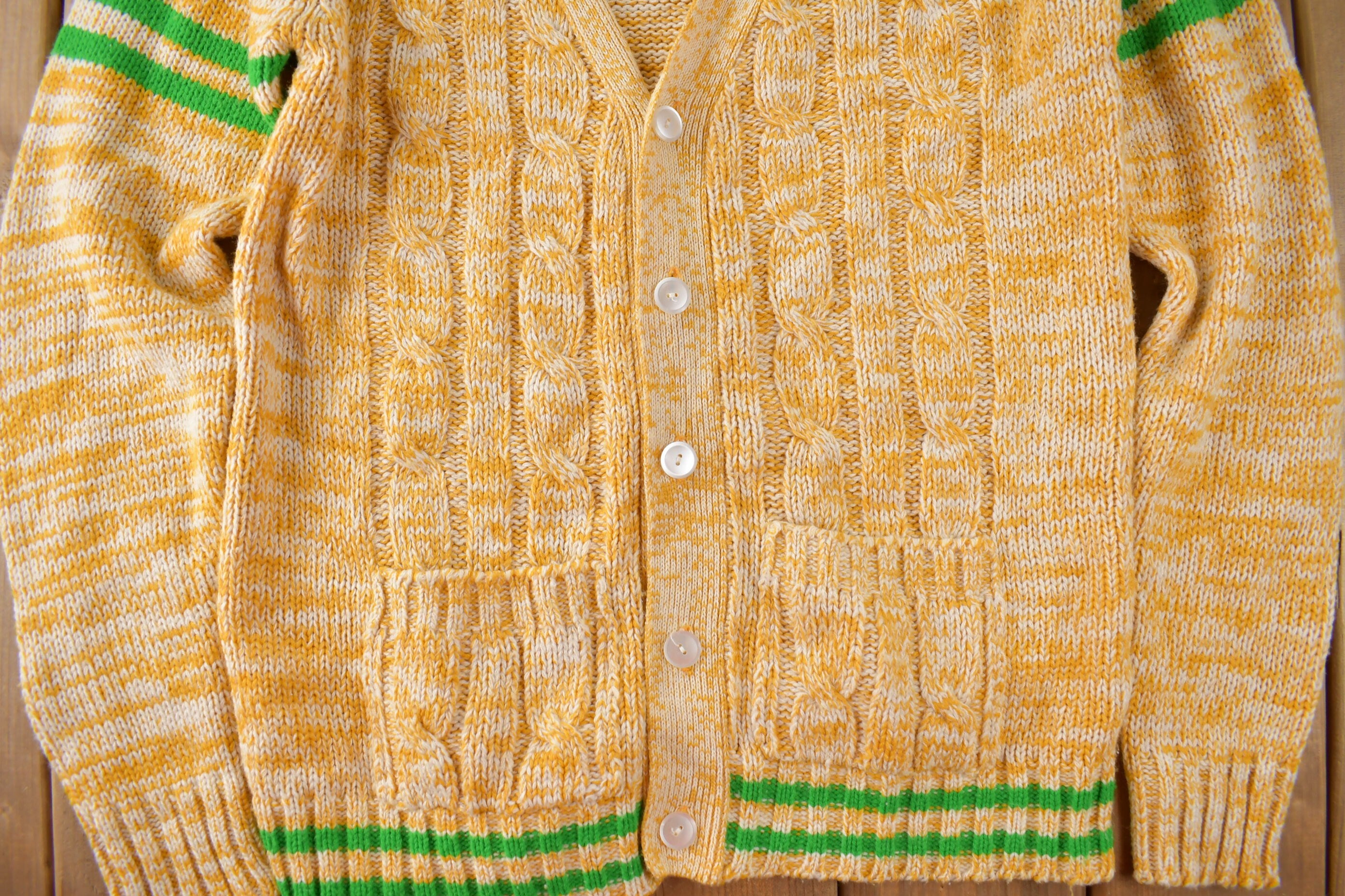 Vintage 1960s Sun Valley Collegiate Style Knit Cardigan Sweater Size Small