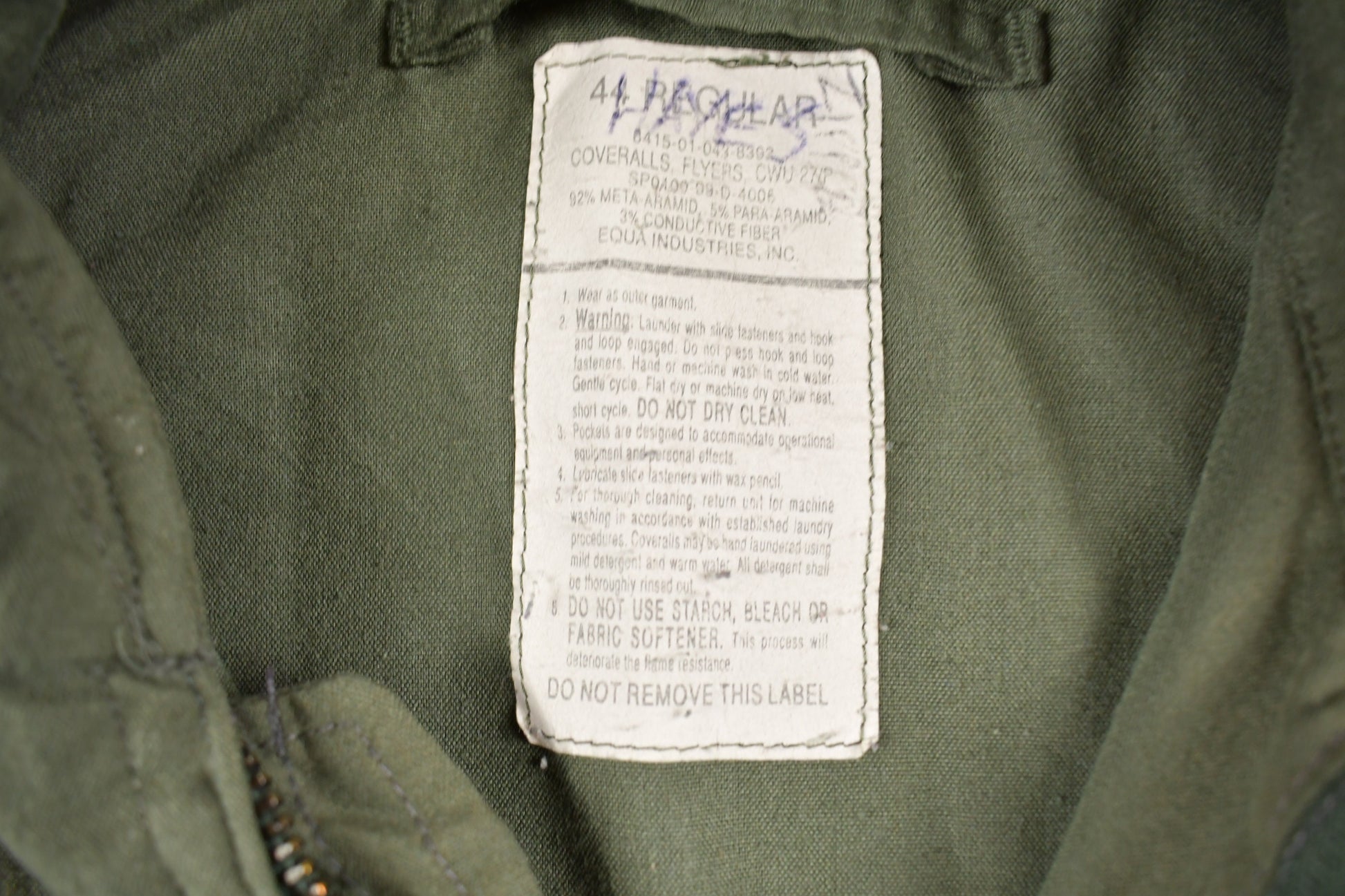 Vintage 1999 Military Flyers Coveralls Jumpsuit Size 44