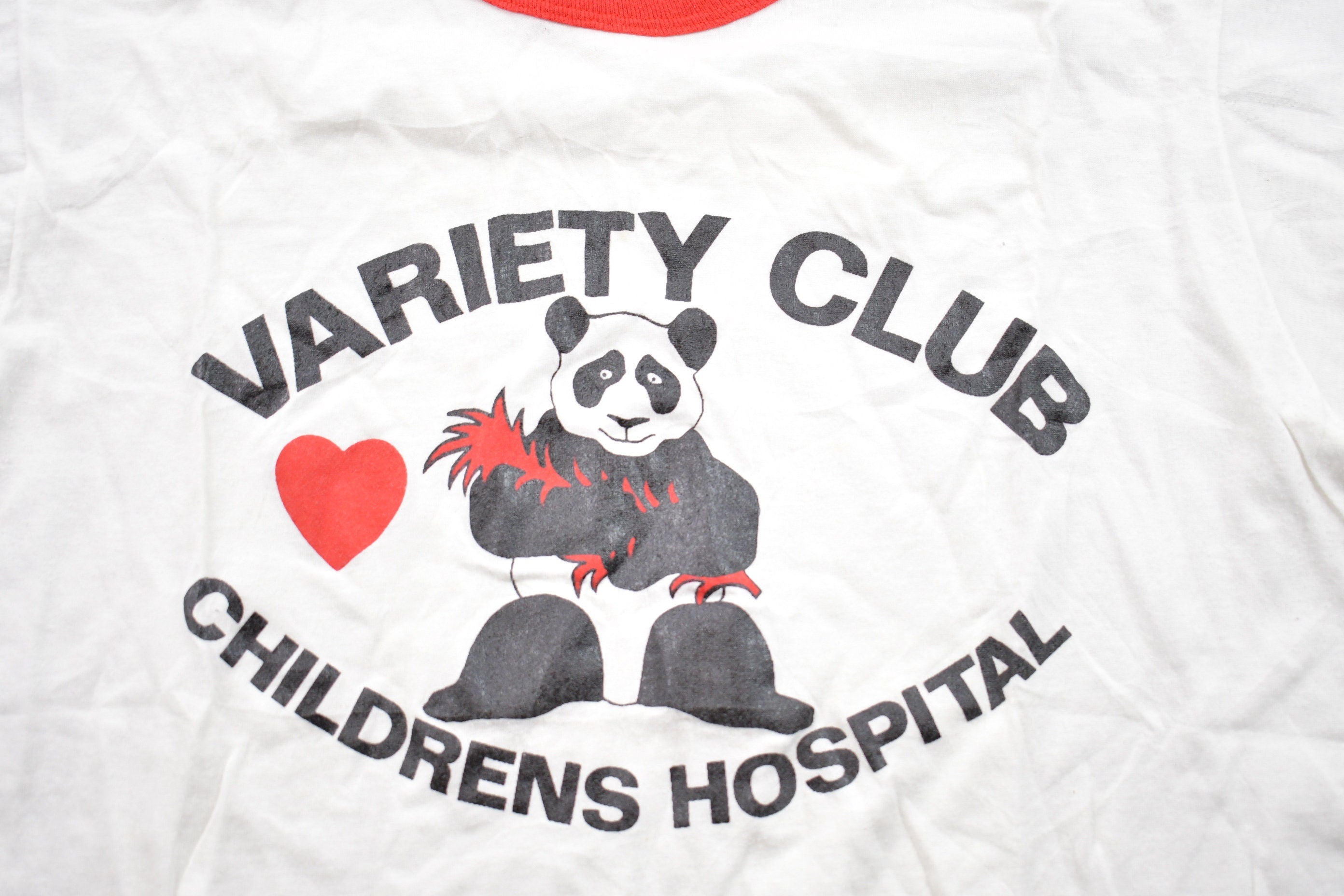 Vintage 1980s Variety Club Children's Hospital Graphic Ringer T-Shirt