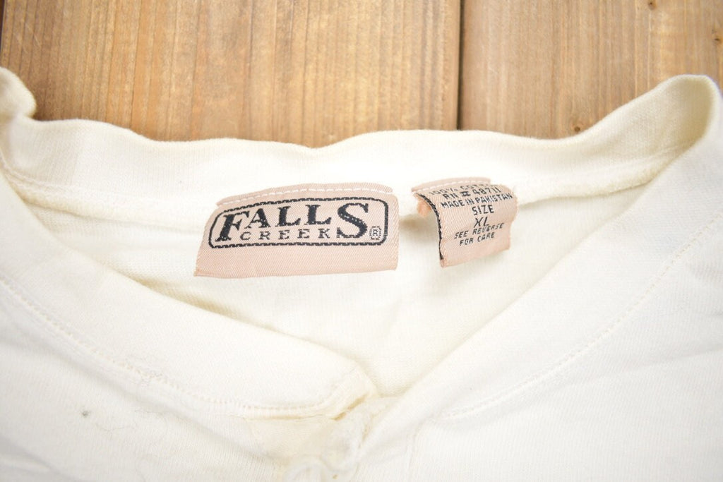 Vintage 1990s Falls Creek White Button Up Henley Shirt