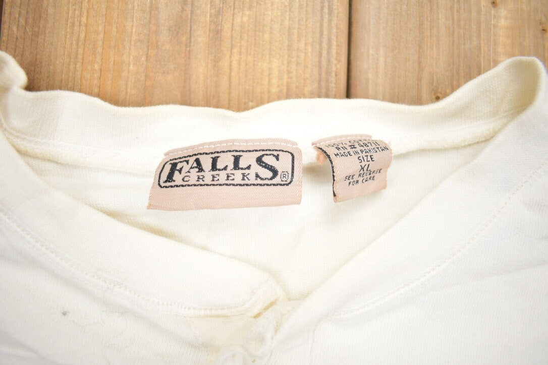 Vintage 1990s Falls Creek White Button Up Henley Shirt