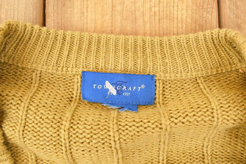 Vintage 1990s Towncraft Cable Knit Cardigan Sweater Men's L