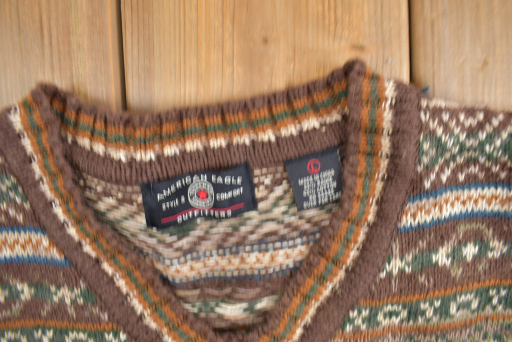 Vintage 1990s American Eagle Knit v Neck Sweater /