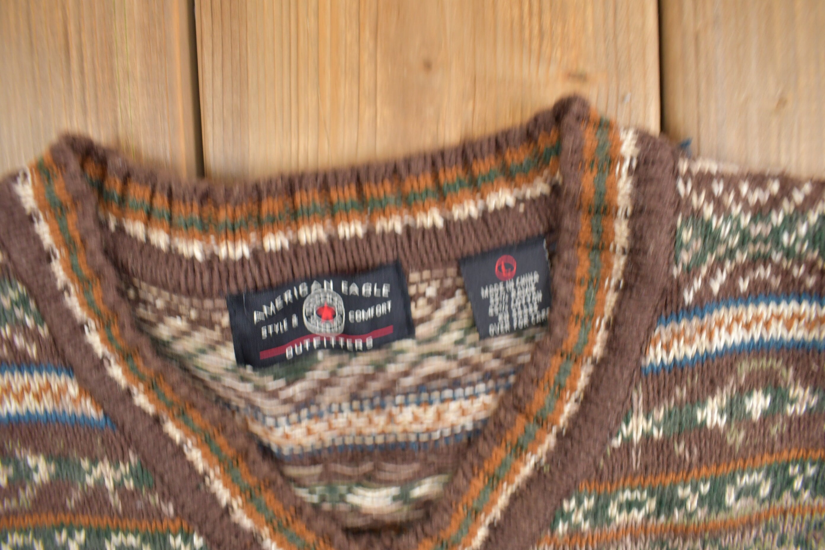 Vintage 1990s American Eagle Knit v Neck Sweater /