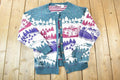 Vintage 1990s Northern Reflections Aop outdoors Knit Abstract Pattern Button Up Crewneck Sweater