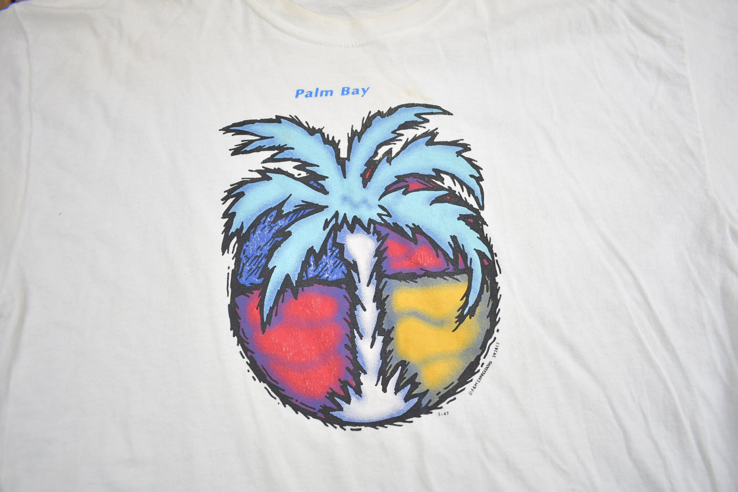 Vintage 1980s Palm Bay Palm Tree Graphic Souvenir T Shirt / Streetwear / Made In USA / Vacation Tee / Travel T Shirt / Single Stitch