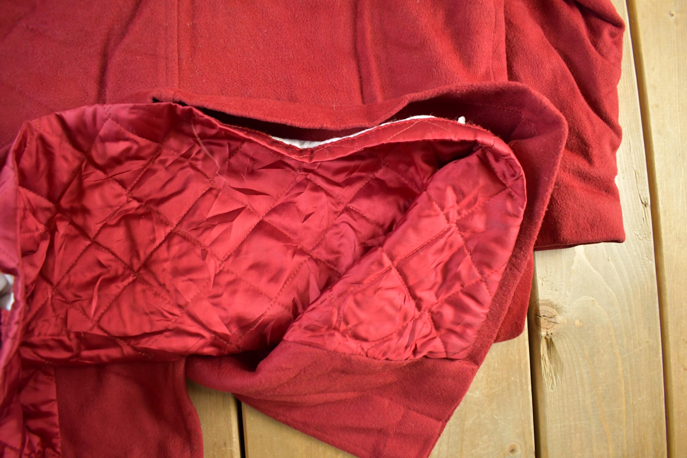 Vintage 90s LL Bean Wool Duffle Coat - Made In USA - Women's Size 12