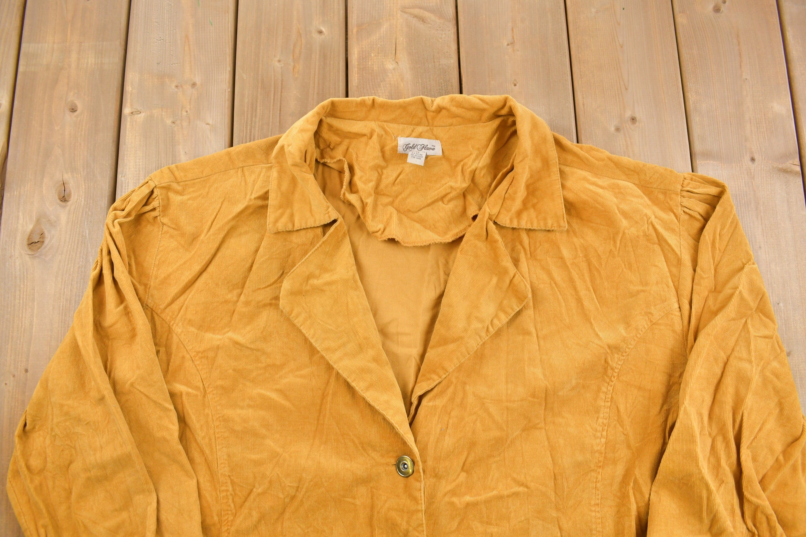 Vintage 1990s Gold Flav a Button Up Corduroy Shirt