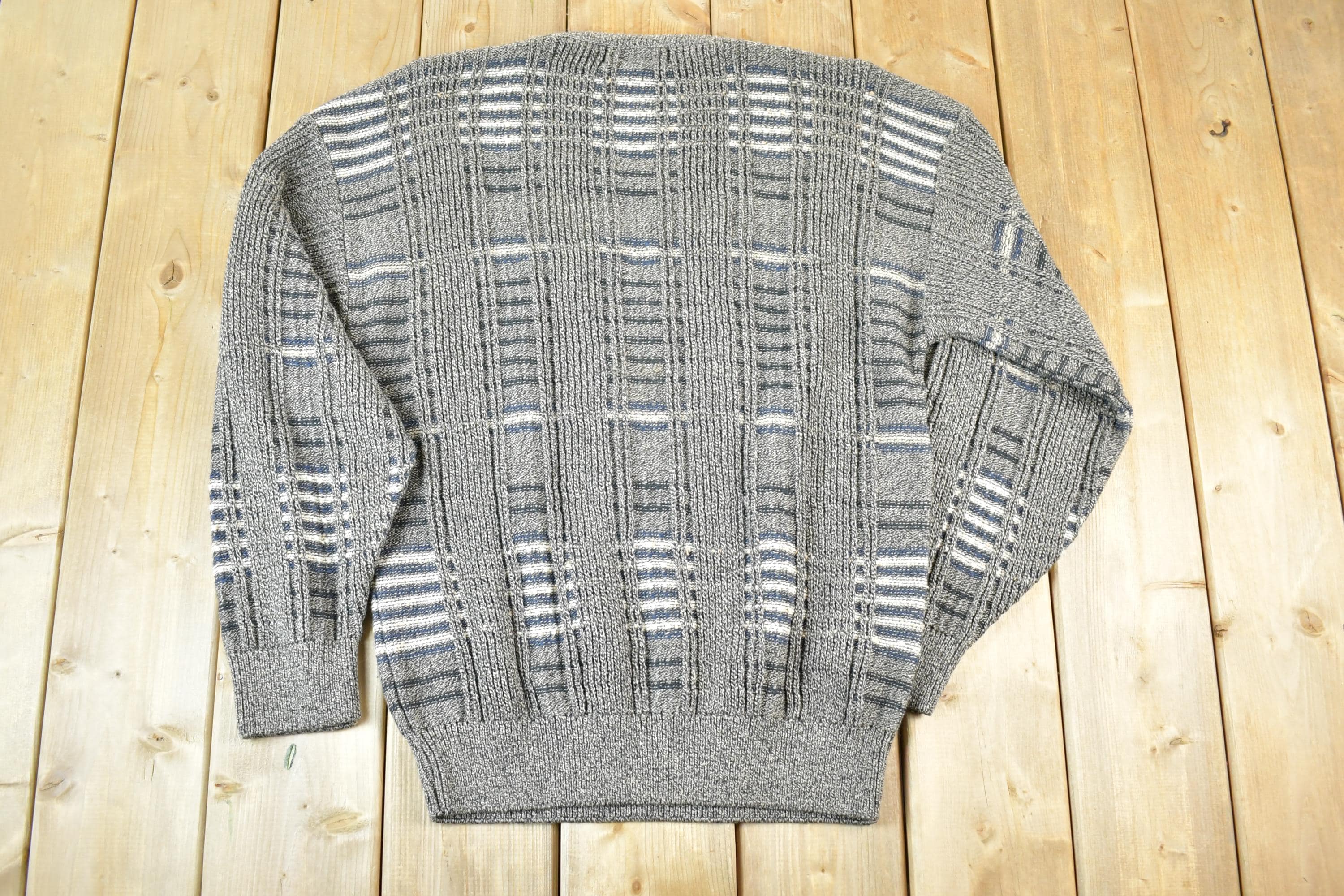 Vintage 1990s Northern Isles Knit Abstract Pattern Crewneck Sweater Mens M