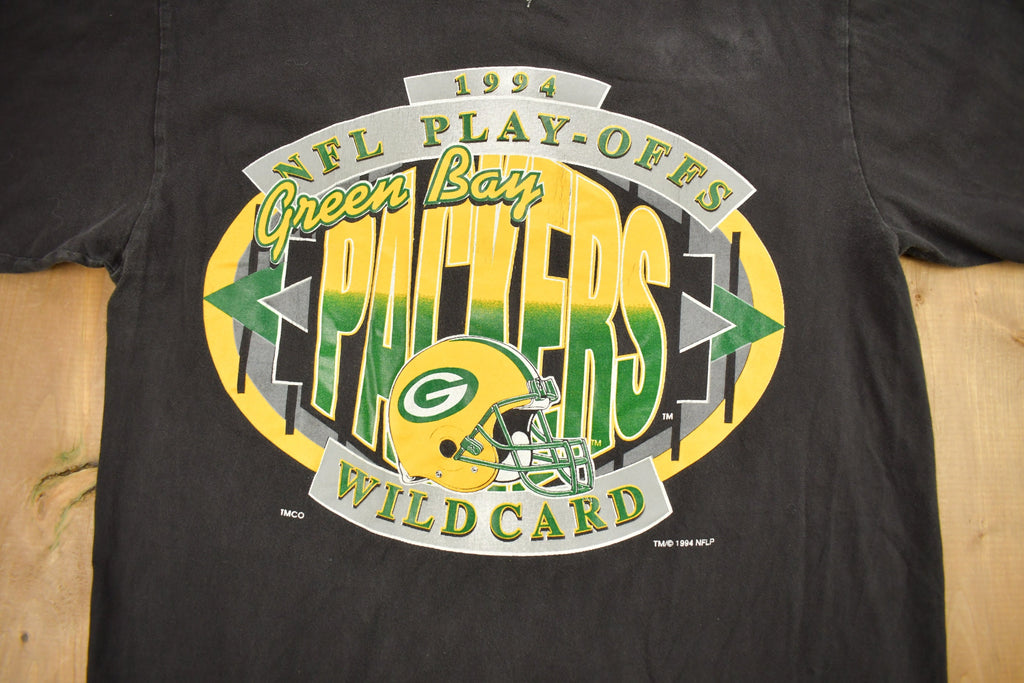 Vintage 1994 Green Bay Packers NFL Playoffs Wild Card Graphic T-Shirt
