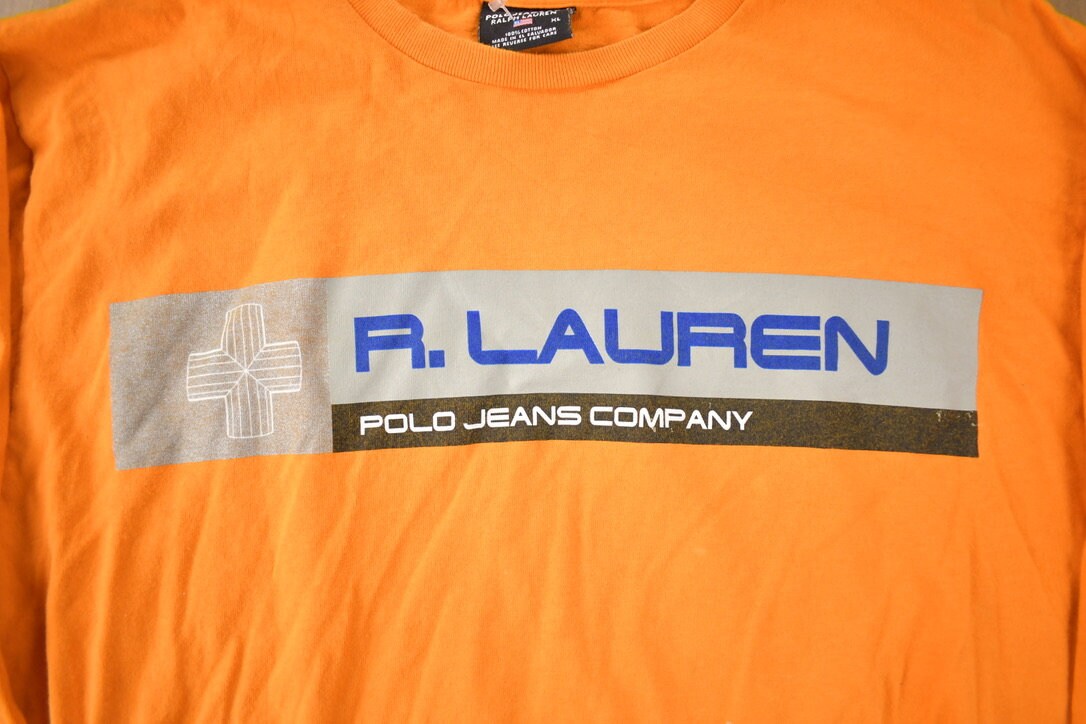 Vintage 1990s Ralph Lauren Polo Jeans Long T Shirt Made In Canada Size XL